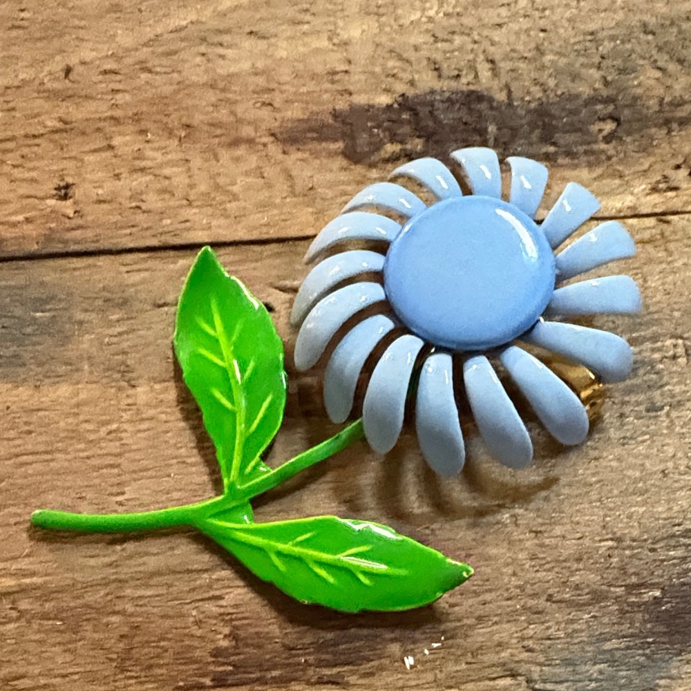 Blue and Green Flower Brooch